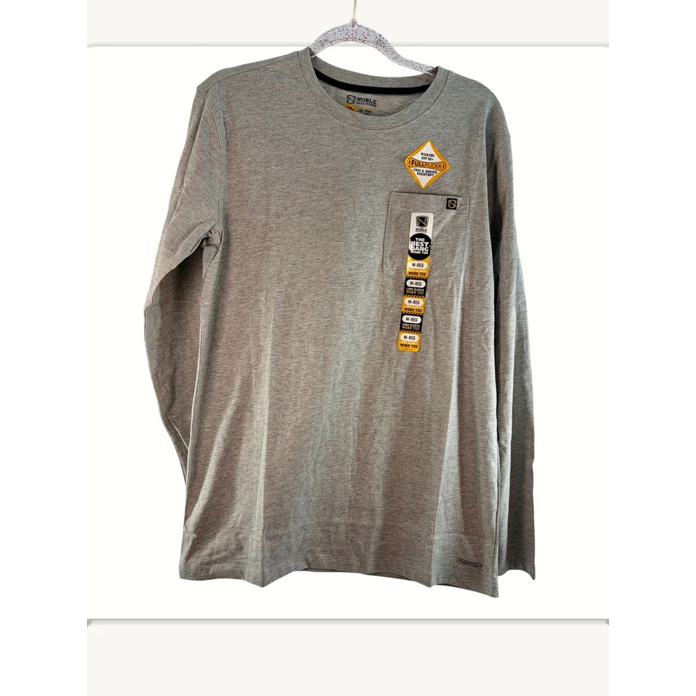 Noble Outfitters Men's Medium Heather Gray Long Sleeve Pocket Work‎ Tee Shirt